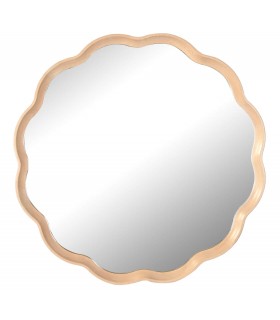 Espejo de pared redondo, madera de roble natural, estilo contemporáneo. Mdmhogar