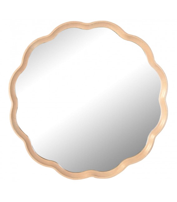 Espejo de pared redondo, madera de roble natural, estilo contemporáneo. Mdmhogar