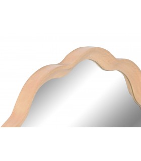 Espejo de pared redondo, madera de roble natural, estilo contemporáneo.