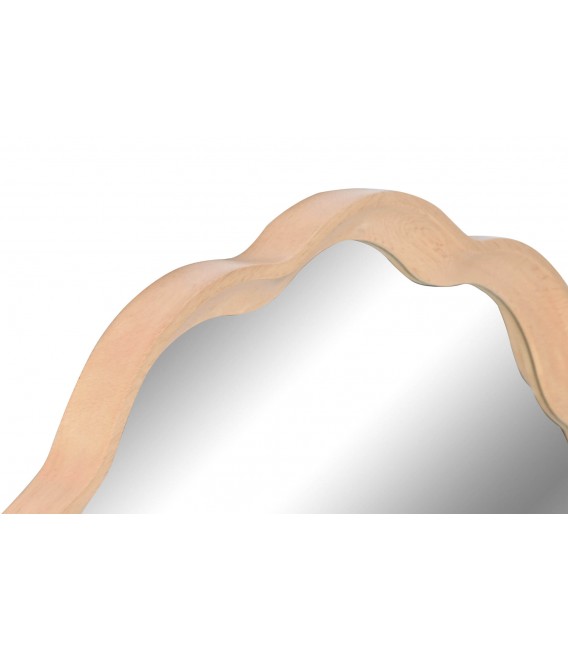 Espejo de pared redondo, madera de roble natural, estilo contemporáneo.