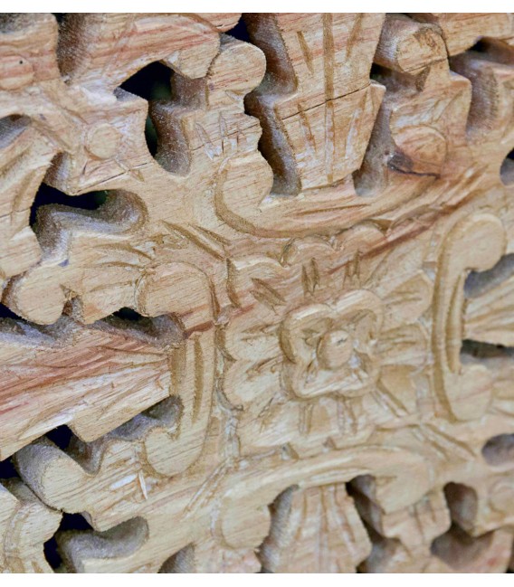 Armario alacena étnico, teca reciclada tallada a mano 2 puertas.2