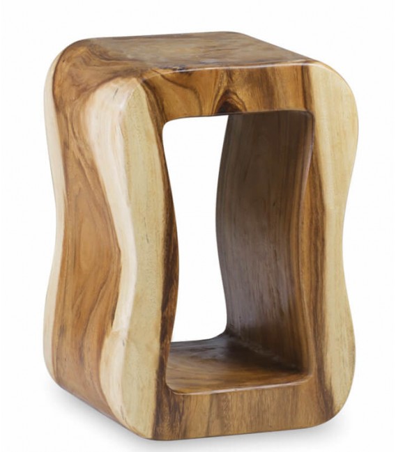 Mesa auxiliar de madera maciza de suar diseño natural estilo colonial