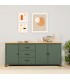Aparador grande rústico en madera de pino natural y verde lacado Mdmhogar