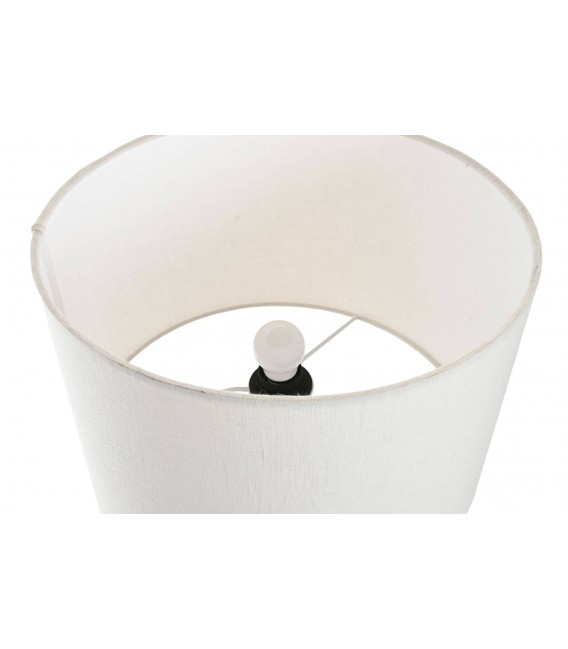 Lámpara de sobremesa de hueso natural, latón dorado y pantalla blanca3