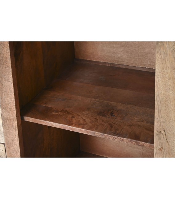 Vitrina grande de madera de mango natural 2 puertas cristal 4 cajones 3
