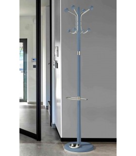 Perchero de pie moderno azul con 8 colgadores y paragüero elegante. Mdmhogar