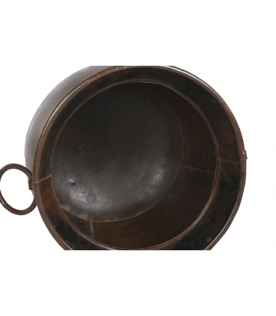 Ánfora decorativa de metal acabado óxido patinado y asas laterales.2