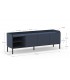 Mueble TV moderno azul y negro con 3 puertas y estantes abiertos.5
