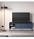 Mueble TV moderno azul y negro con 3 puertas y estantes abiertos. Mdmhogar