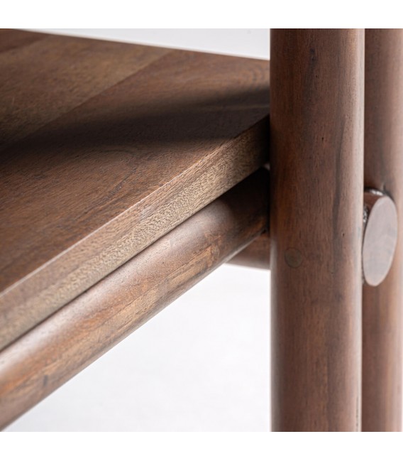 Estantería boho de madera maciza de acacia teñida en color nogal.3