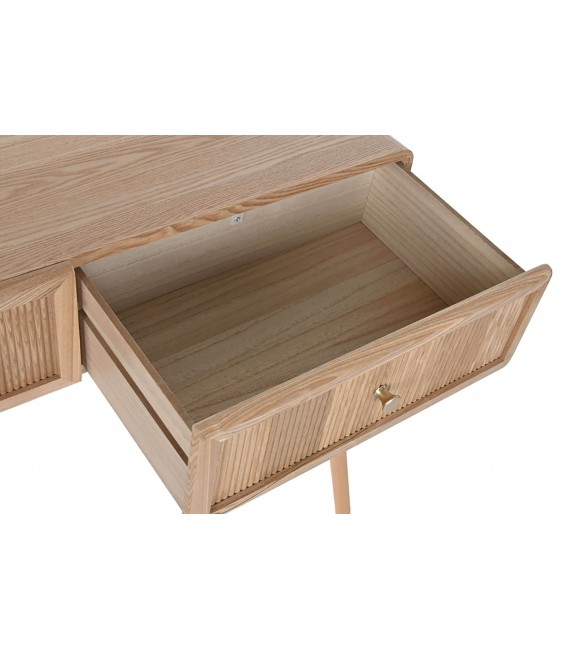 Consola de entrada nórdica de madera de pino natural con 2 cajones.2