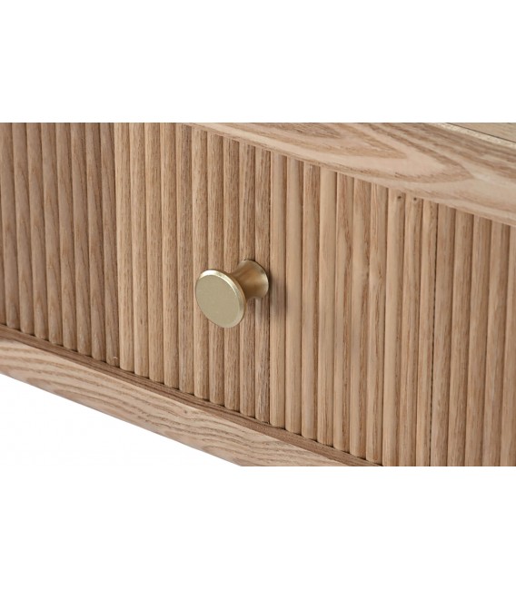 Consola de entrada nórdica de madera de pino natural con 2 cajones.3