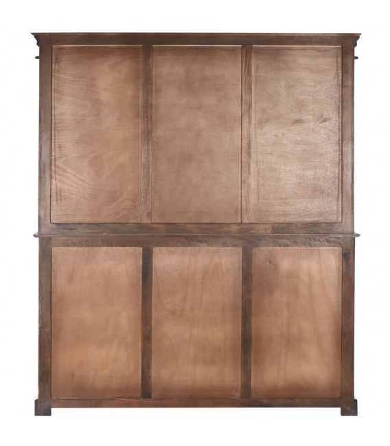 Vitrina blanca de madera maciza puertas de cristal acabado rústico.2