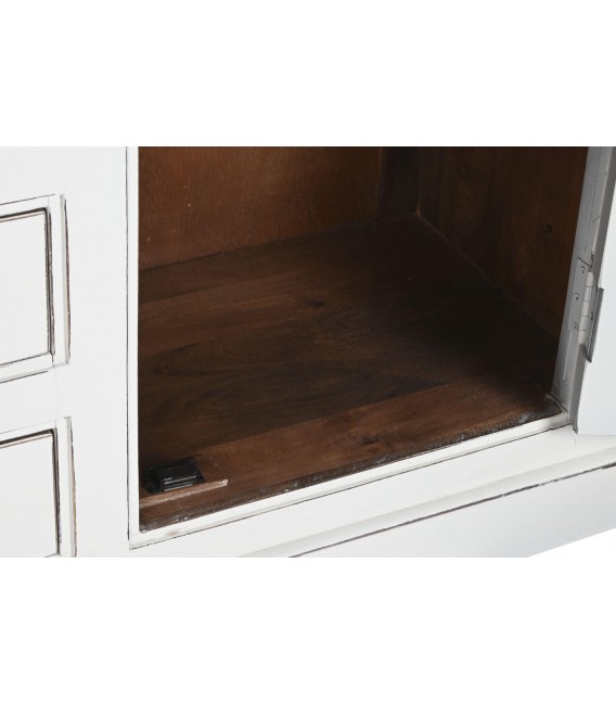 Vitrina blanca de madera maciza puertas de cristal acabado rústico.5