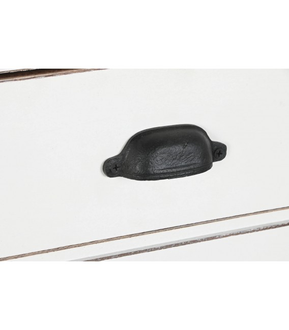 Vitrina blanca de madera maciza puertas de cristal acabado rústico.7