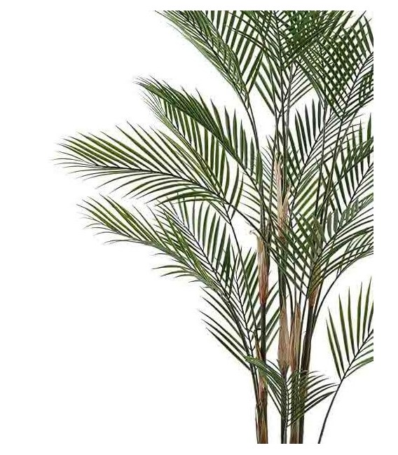 Palma artificial verde maceta negra. Decoración exótica sin cuidados.