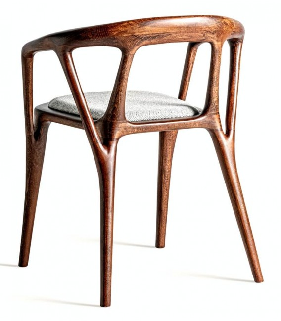 Silla de haya color nogal y asiento gris. Elegante, cómoda y actual.2