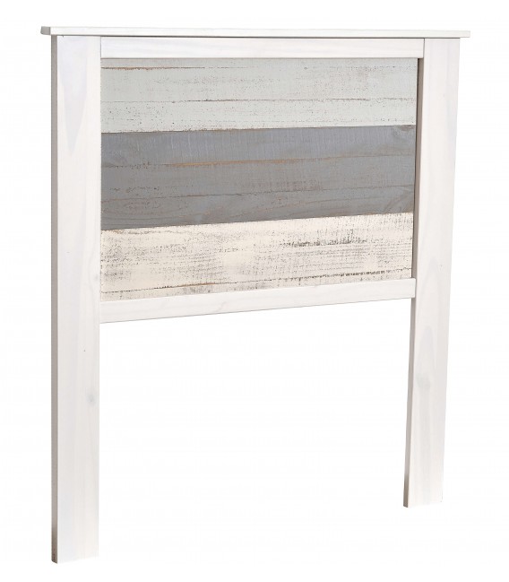 Cabecero blanco y gris para cama individual. Estilo moderno luminoso.