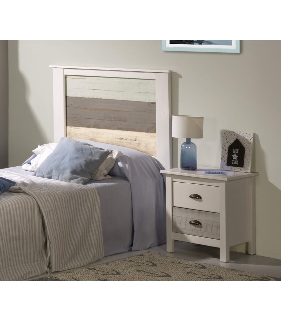 Cabecero blanco y gris para cama individual. Estilo moderno luminoso. Mdmhogar