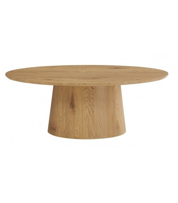 Mesa ovalada de centro roble natural. Diseño moderno, cálido y sobrio.