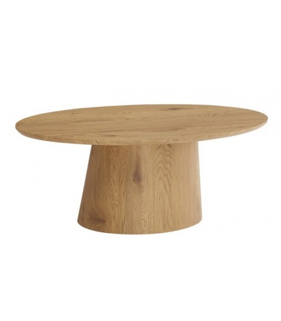 Mesa ovalada de centro roble natural. Diseño moderno, cálido y sobrio. Mdmhogar