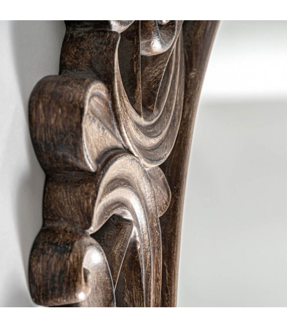 Espejo redondo grande marco tallado en marrón patinado estilo clásico.1