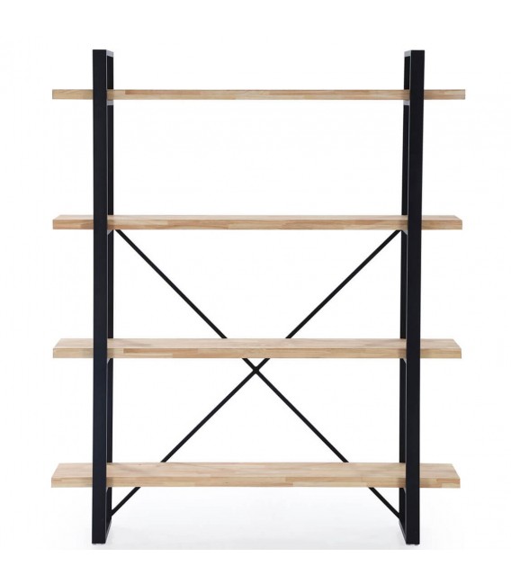 Estantería industrial con estructura metálica estantes roble natural.1