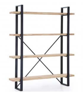 Estantería industrial con estructura metálica estantes roble natural.