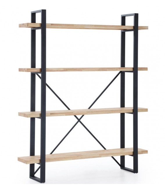 Estantería industrial con estructura metálica estantes roble natural.