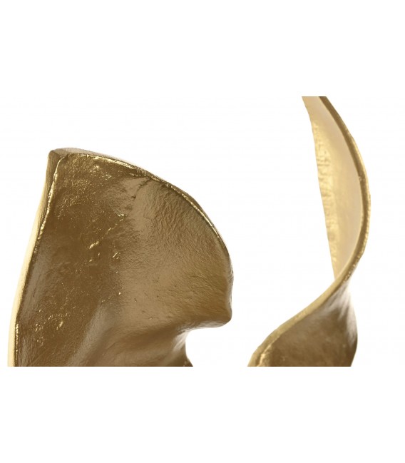 Figura decorativa abstracta grande en mármol blanco y aluminio oro.1