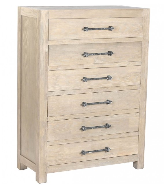 Sinfonier romántico con 6 cajones en madera natural y metal patinado. Mdmhogar