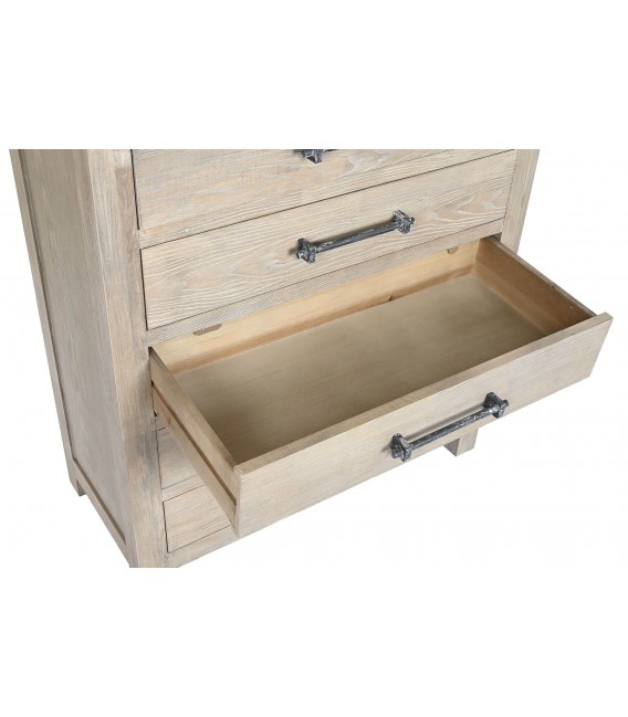 Sinfonier romántico con 6 cajones en madera natural y metal patinado.3