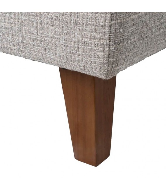 Sofá de 3 plazas con chaise longue en chenilla gris y patas de madera.7