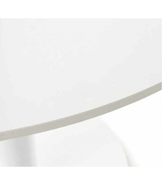 Mesa redonda blanca con pie central, estilo contemporáneo minimalista 1