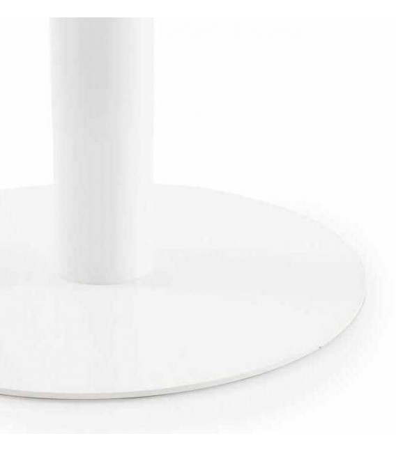 Mesa redonda blanca con pie central, estilo contemporáneo minimalista 2