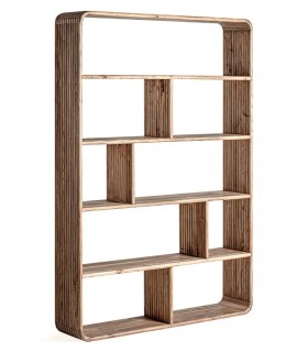 Estantería de madera reciclada estilo colonial con acabado natural. Mdmhogar