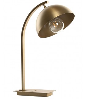 Lámpara de sobremesa en acero dorado, diseño art decó elegante.