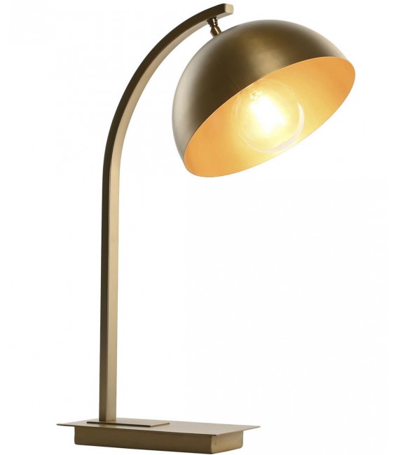 Lámpara de sobremesa en acero dorado, diseño art decó elegante. Mdmhogar