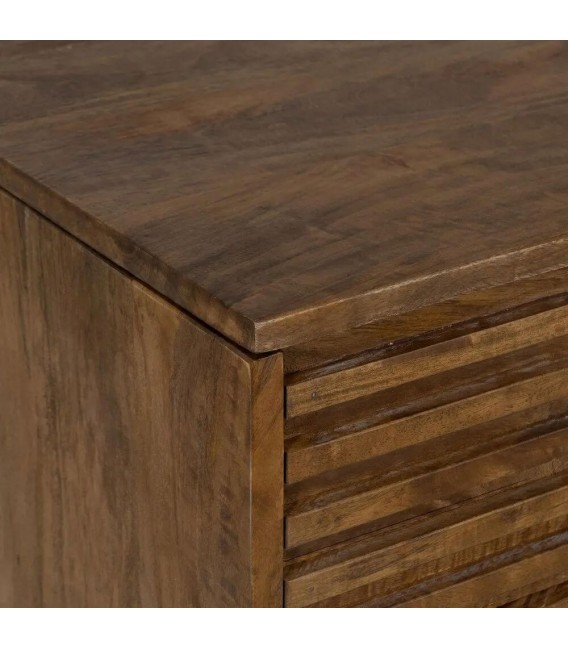 Escritorio colonial de madera maciza natural con puerta de lamas.1