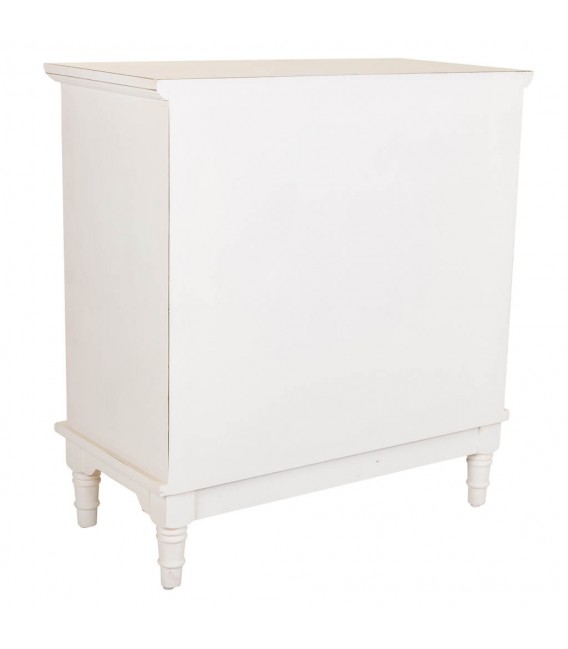 Taquillón blanco clásico en madera tallada con 2 puertas y cajón. 3