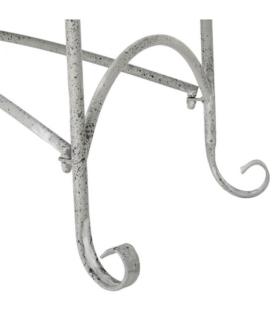 Mesa de centro romántica de metal blanco con motivo calado de pájaro. 5