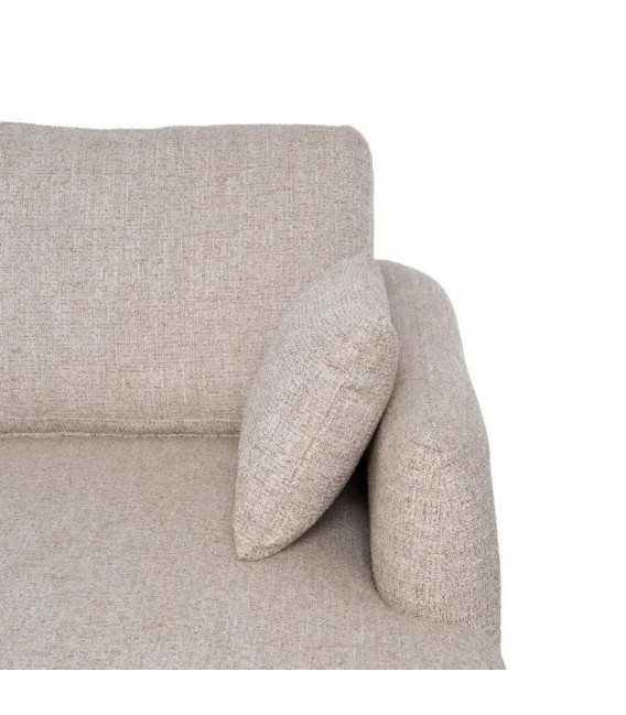 Sofá chaise longue beige de 3 plazas en chenilla, patas cerezo.4