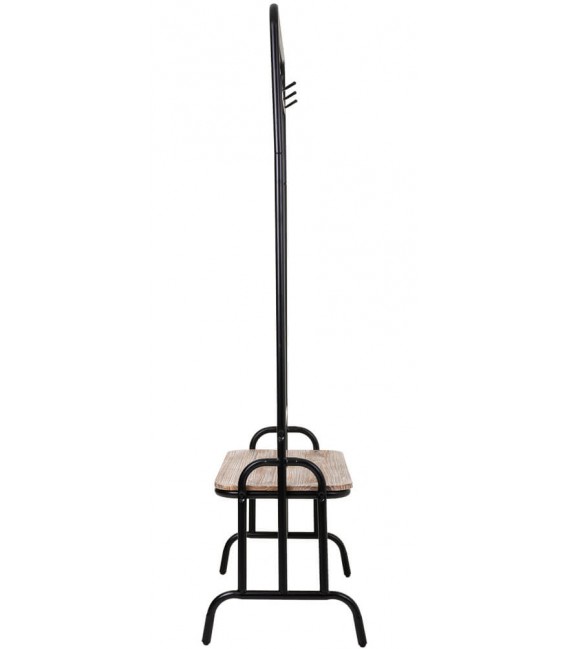 Perchero con espejo giratorio, estante de madera y 3 colgadores.2