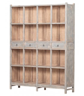 Estantería grande de madera con 4 cajones, estilo oriental artesanal Mdmhogar