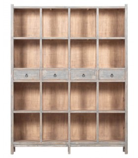 Estantería grande de madera con 4 cajones, estilo oriental artesanal