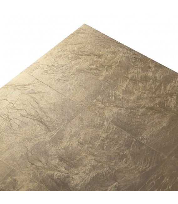 Mesita de noche art decó en pan de oro con 3 cajones acanalados.3