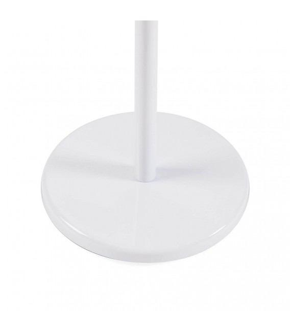 Perchero de pie con 10 colgadores, en metal blanco y madera natural.3