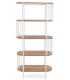 Estantería 5 baldas MDF roble y hierro blanco, estilo contemporáneo.
