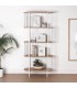 Estantería 5 baldas MDF roble y hierro blanco, estilo contemporáneo.1