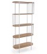 Estantería 5 baldas MDF roble y hierro blanco, estilo contemporáneo. Mdmhogar